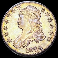 1824 Capped Bust Half Dollar NEARLY UNCIRCULATED