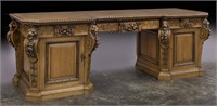 English Victorian faded mahogany sideboard,