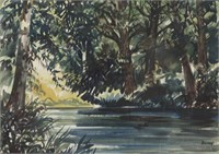 Michael Frary "Untitled (Quiet river)" watercolor