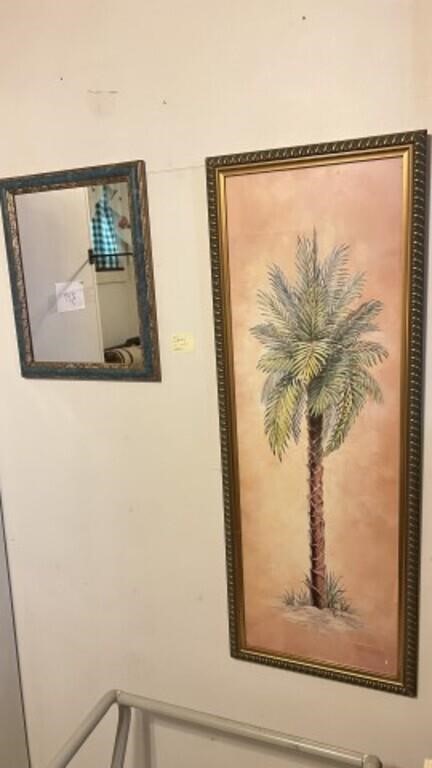 Art, lacquered ocean, glass, palm tree, mirror,