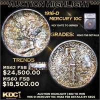 ***Auction Highlight*** 1916-d Mercury Dime 10c Gr