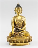 Chinese Bronze Shakyamuni Statue with Maker's Mark