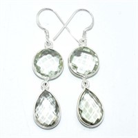 Silver Green Ametyst(13.5ct) Earrings