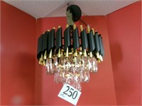 STUNNING BLACK AND GOLD CHANDELIER W/ CRYSTAL NEW