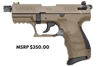 WALTHER P22Q TACT 22LR FULL FDE 3.4" THREAD