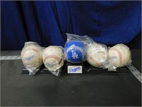 LA Dodgers Baseballs With Plastic Stand