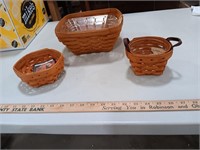 Longaberger Baskets.  Two with liners, one