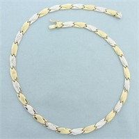 17 Inch Two Tone Diamond Cut Designer Link Necklac