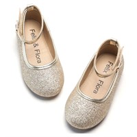 E8750  Felix & Flora Gold Mary Jane Shoes, Size 5