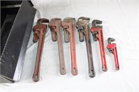 6 Pipe Wrenches & Tool Box