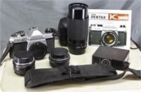 NS: PENTAX K-1000 35MM CAMERA / LENSES / CASE