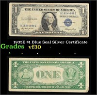 1935E $1 Blue Seal Silver Certificate Grades vf++