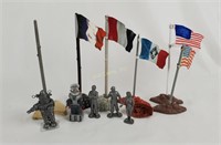 Various Country Flags, Plastic Figures, Robots