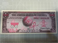 Novelty banknote baby girl
