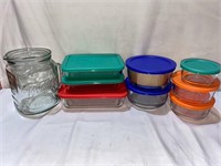 PYREX GLASS STORAGE CONTAINERS/ 8QTY AND ONE