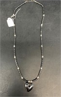Hematite necklace with pearl and sterling silver s