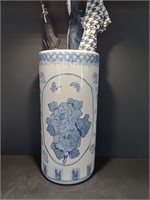 Blue and White Ceramic Umbrella Stand