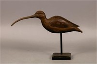 Antique Curlew Shorebird by Unknown Carver, Bill