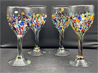 Hand Blown Glasses Confetti Speckled Party Fiesta