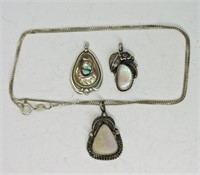 3 Sterling Natural Gemstone Pendants