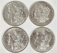 4 Morgan Silver Dollars 1881-P & O, 1883-P & O XF