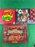 Three games Jumanji apples to apples party clue Jr