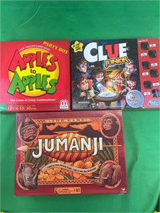 Three games Jumanji apples to apples party clue Jr