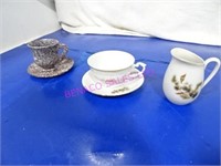 LOT, 2 SETS ASST STYLE TEA CUPS & SAUCER SET