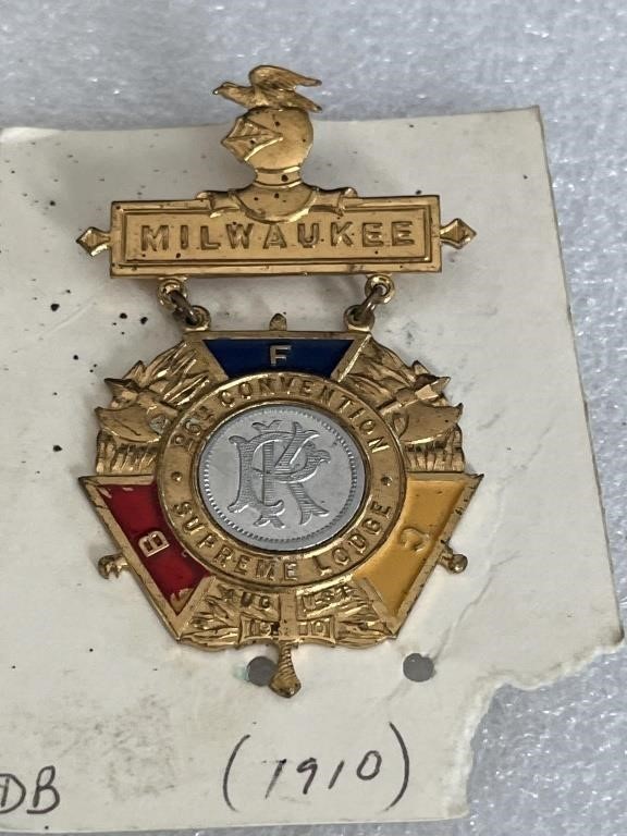 Antique Knights of Pythias Badge  - 1910