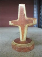Vintage Hand Carved Cedar Wood Small Cross
