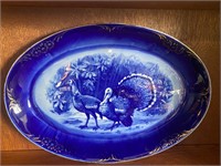 Antique Cobalt Blue Turkey Platter