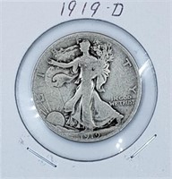 1919-D U.S. Silver Walking Liberty Half Dollar