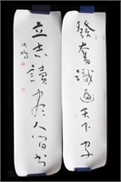 Pair of Chinese Ink Calligraphy Painting, Signed