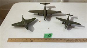 3 plastic airplane replicas