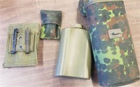 German Canteen Pouch w/Canteen and Other Items