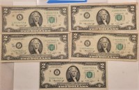 (5) 1976 $2 Notes **