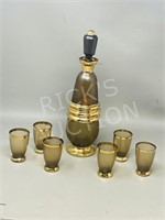 vintage decanter set w/ stopper - 13" tall