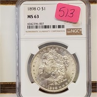 NGC 1898-O MS63 90% Silver Morgan $1 Dollar