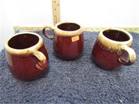 3-- McCOY BROWN DRIP POTTERY MUGS