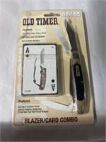 Old Timer Blazer pocket knife and deck of cards,