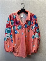 Vintage 70’s Ms Tops Floral flowy collared Shirt
