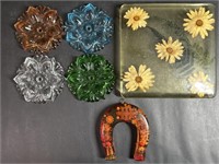 Vintage Glass Curtain Tiebacks and Lucite Decor