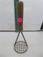 Vintage Green Wood Handled Tator Masher