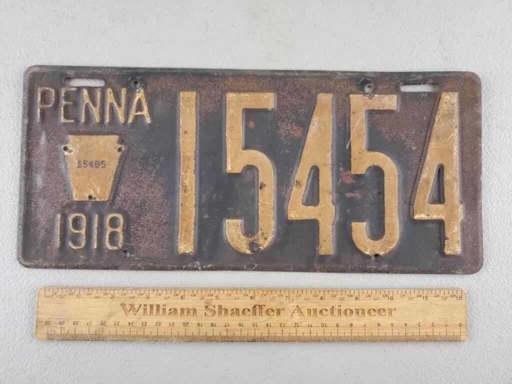 1918 Pennsylvania License Plate