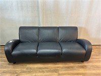 Black Leather Texture Modern Sofa Minor Wear