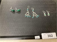 Sterling Silver Green Onyx Earrings.