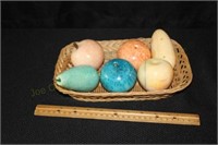 Basket of (6) Marble Artificial Fruit &