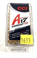 Box of .17 HMR CCI Varmint Tip cartridges,