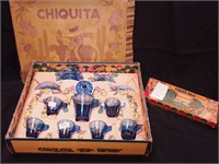 Chiquita 12-piece child's tea set, blue glass,