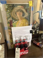 1920 Coca-Cola Girl Picture and 6-Pack of